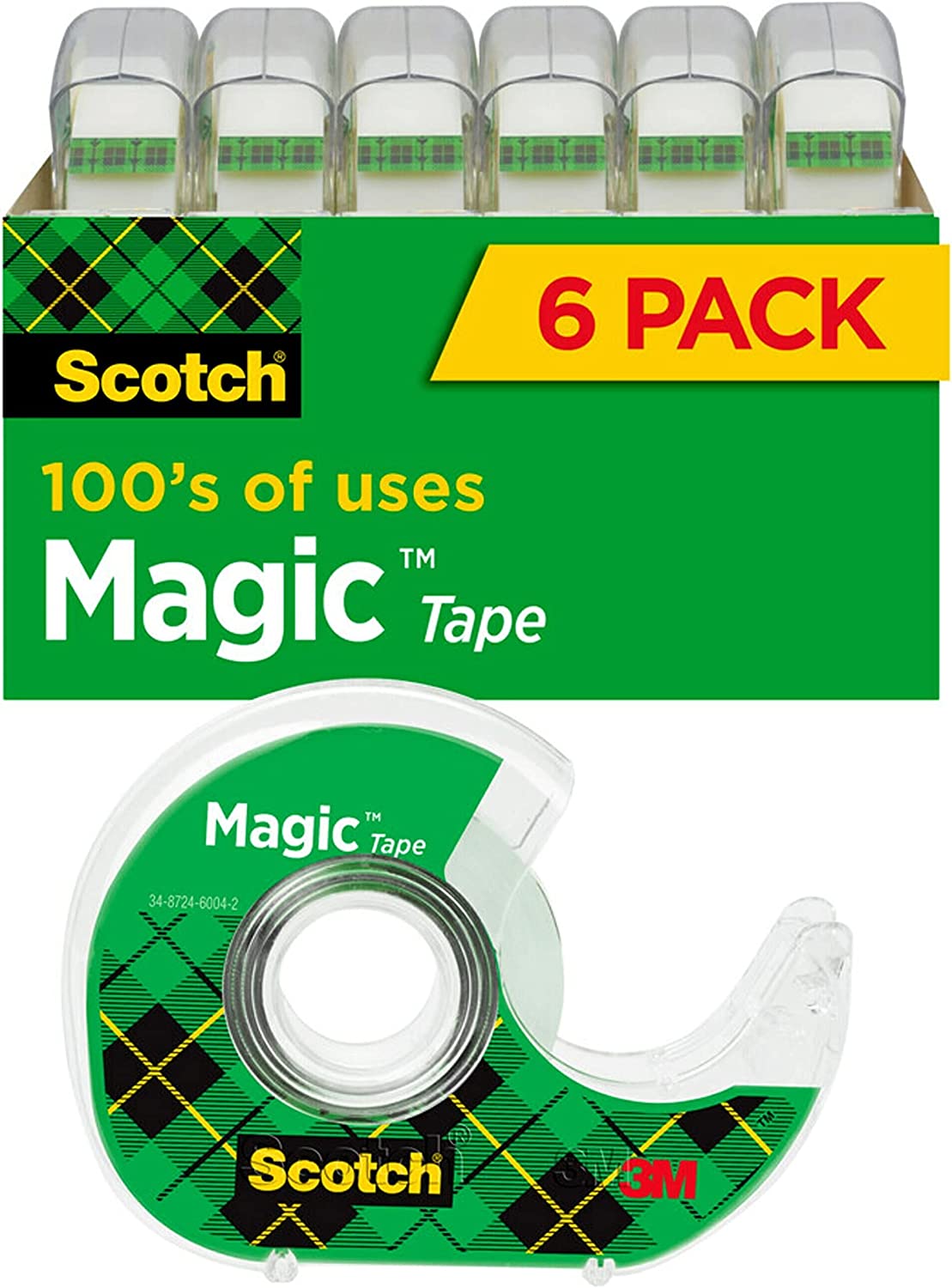230527223258003_1 Scotch Magic Tape, 6 Rolls with Dispensers, Numerous Applications, Invisible, Engineered for Repairing, 3/4 x 650 Inches (6122) - Image 1